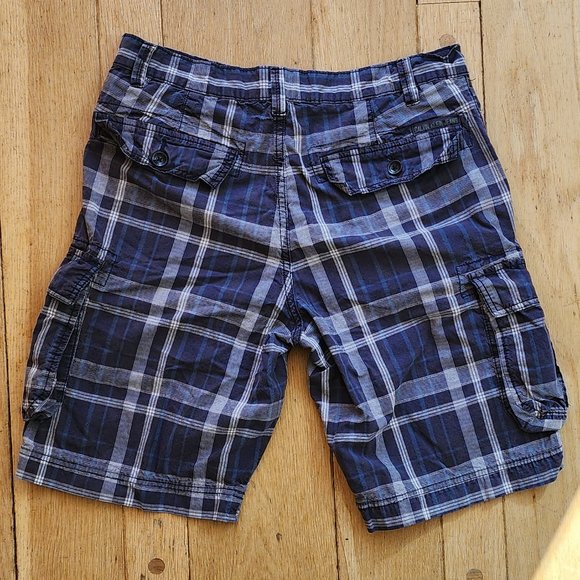 Calvin Klein Jeans Blue/Cream Plaid Flat Front Shorts Size 34 - Picture 10 of 11
